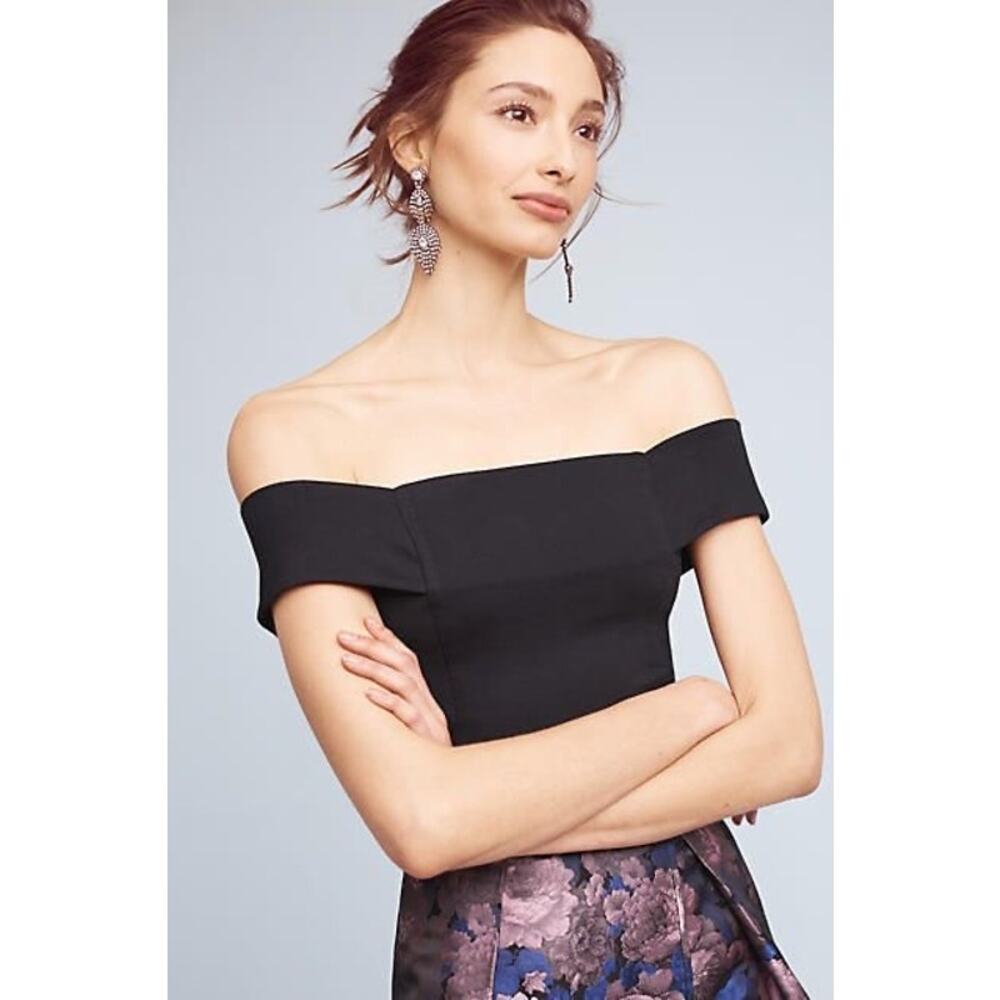 Anthropologie Deletta Ponte Off-The-Shoulder Top in Black Size XS